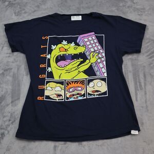 Nikelodeon Shirt Mens Large Blue Casual Rugrats Reptar Tommy Chucky Angelica Tee